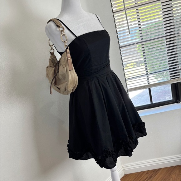 Sidecca Korea Black Rosette Hem Mini Dress – Y2K Babydoll Vibes - Picture 3 of 8